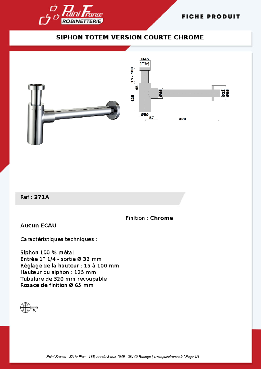 Fiche technique fournisseur