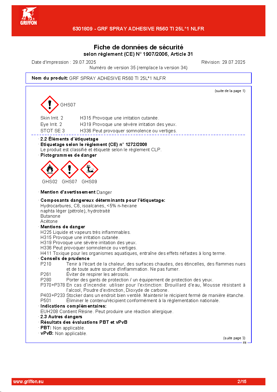 Fiche technique fournisseur