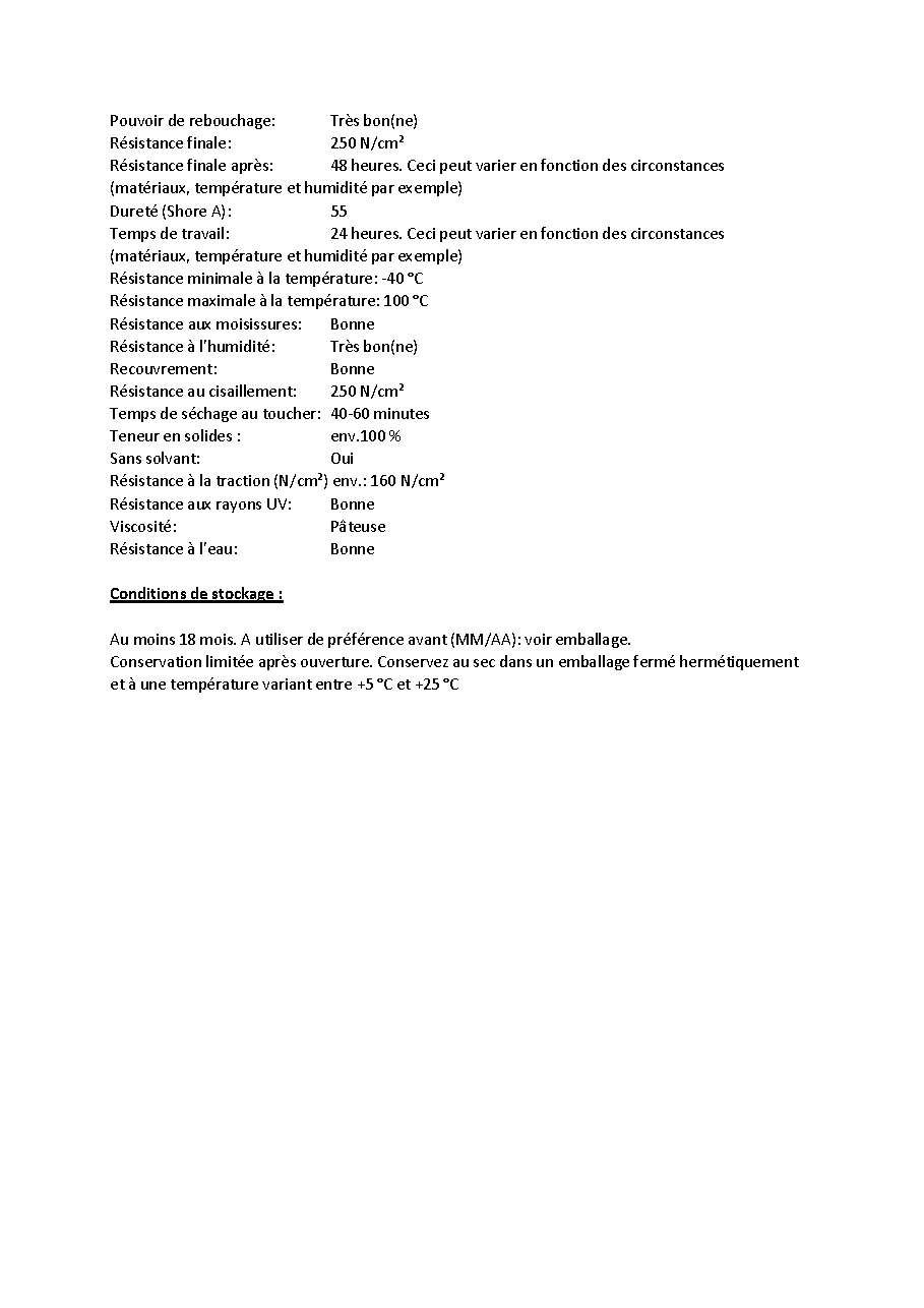 Fiche technique fournisseur