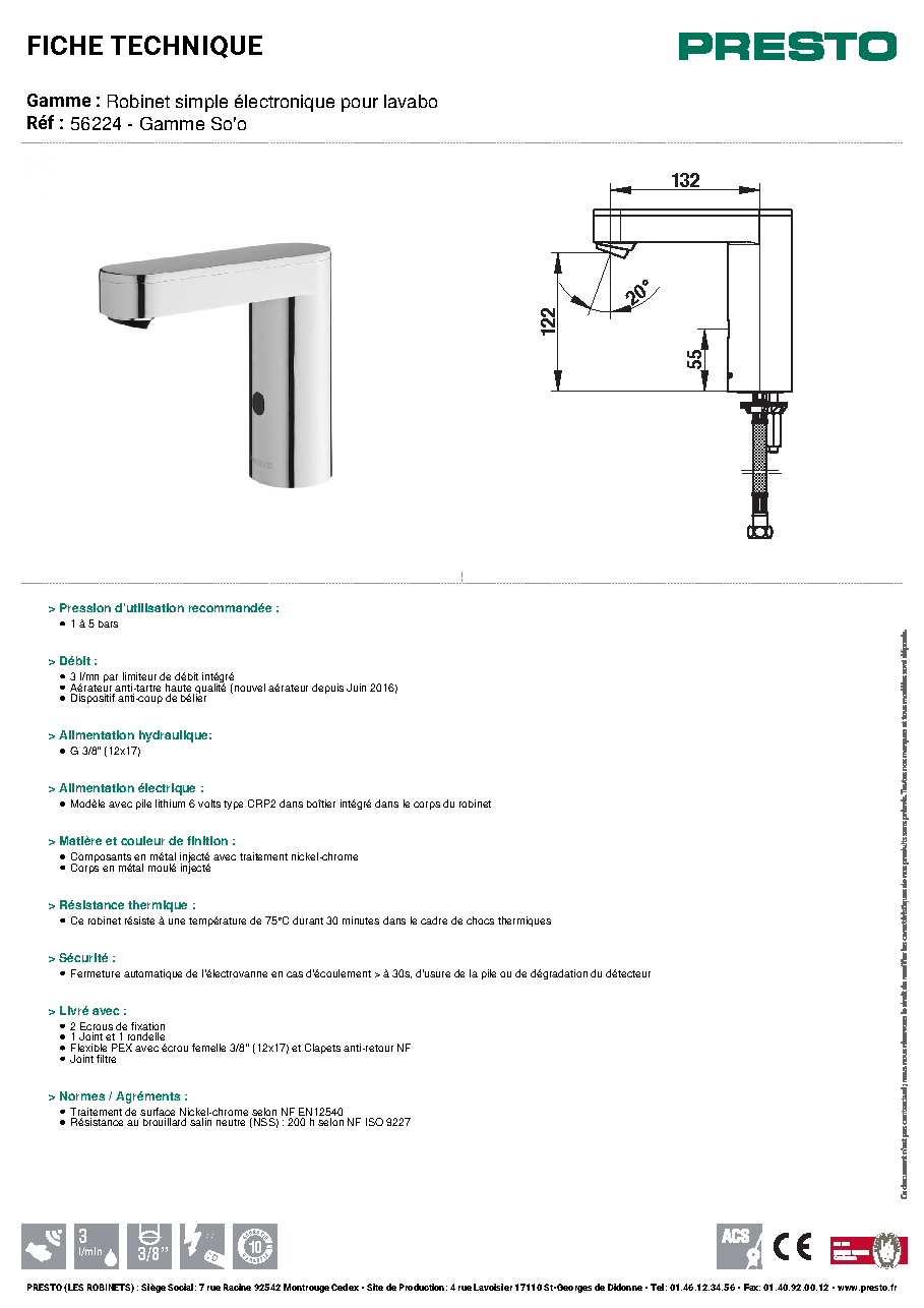 Fiche technique fournisseur