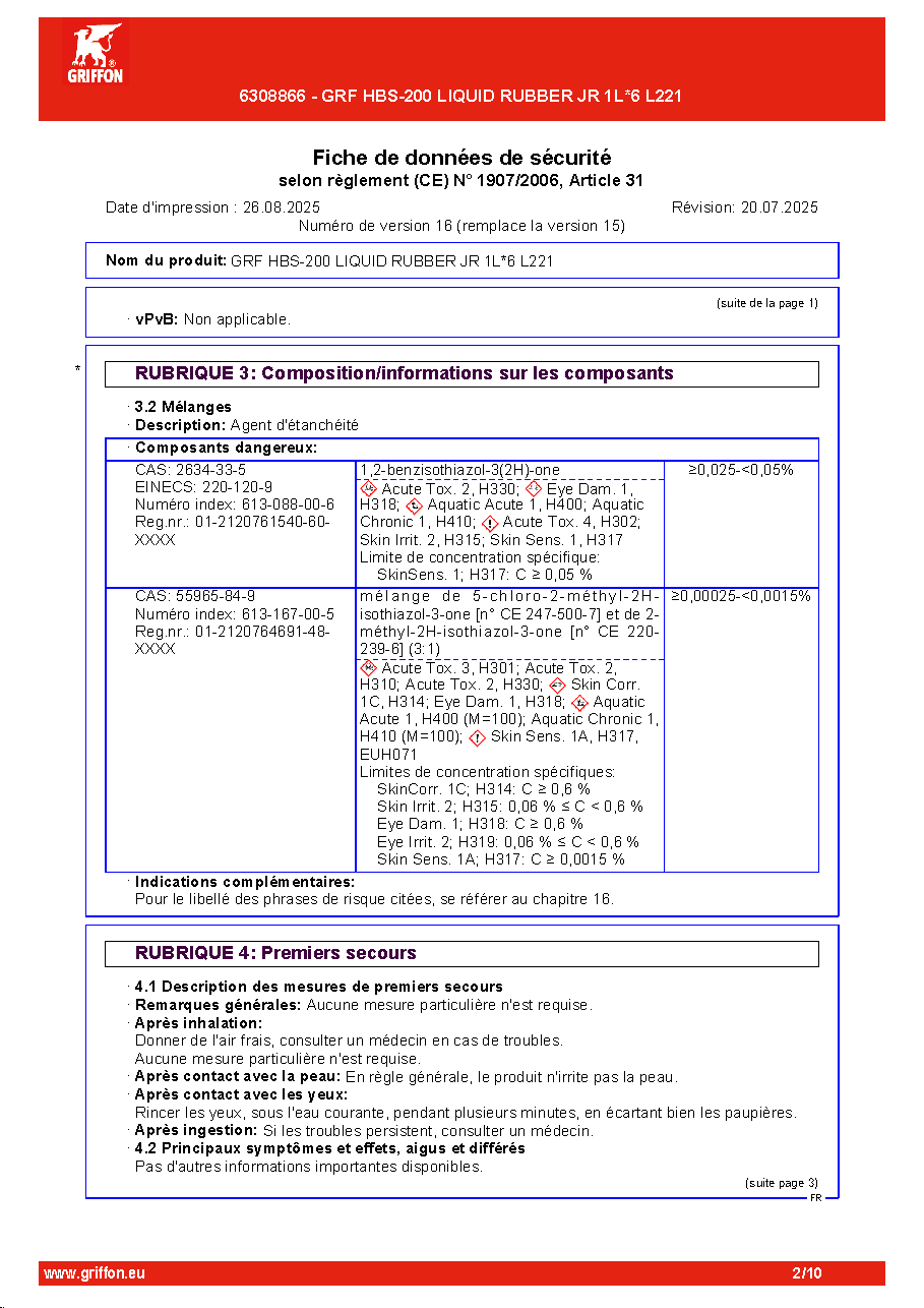 Fiche technique fournisseur
