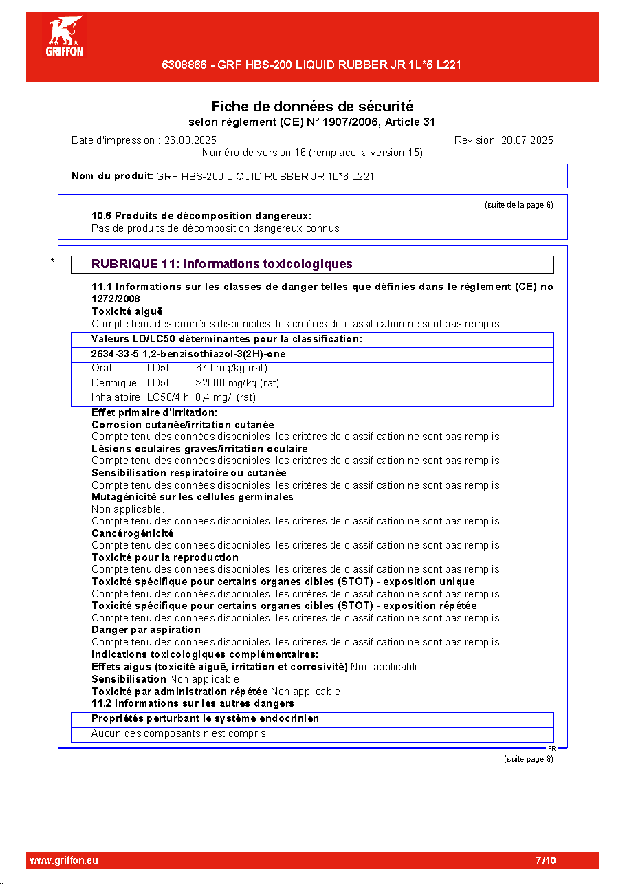 Fiche technique fournisseur