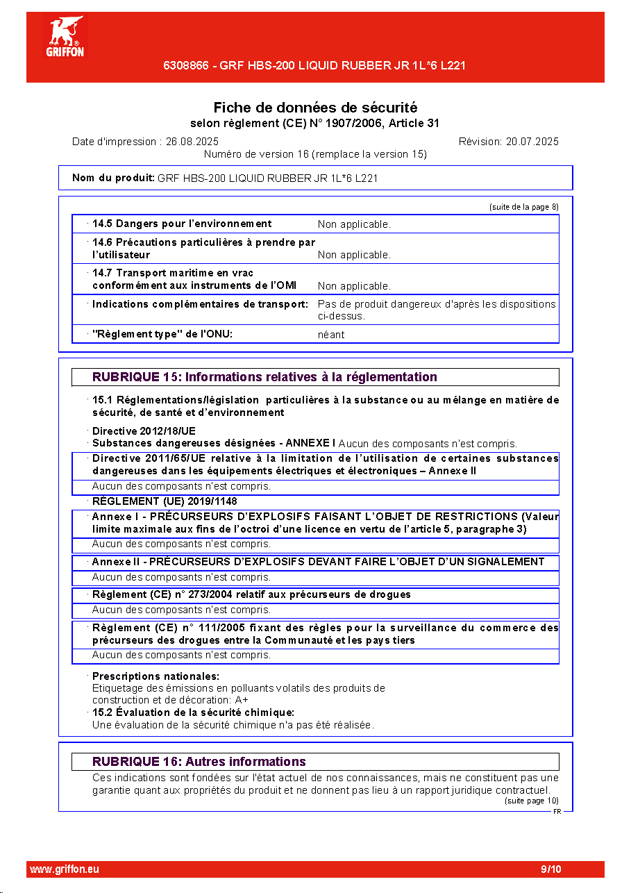 Fiche technique fournisseur