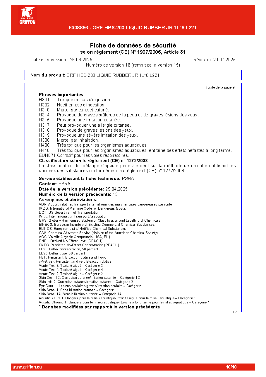 Fiche technique fournisseur