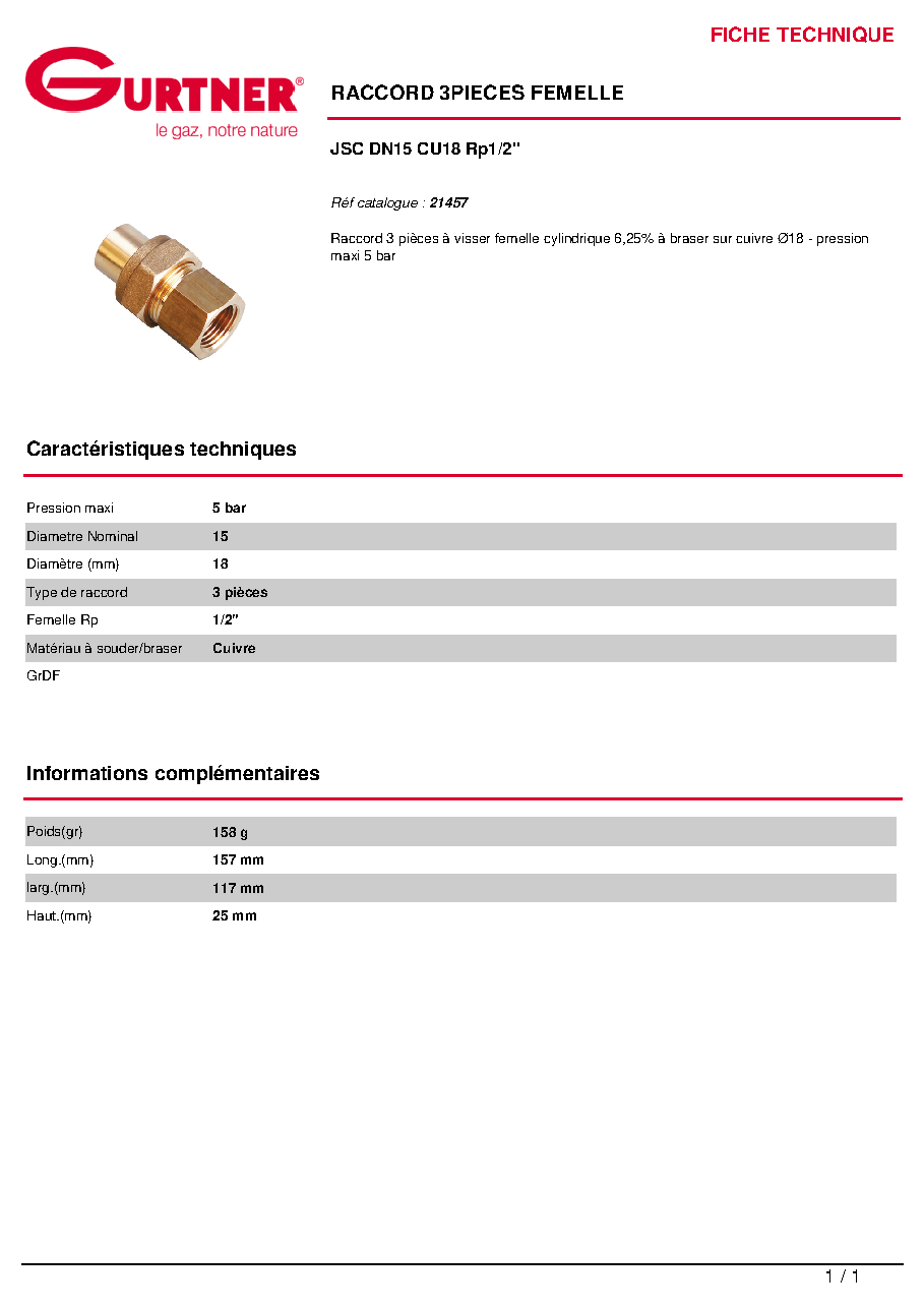 Fiche technique fournisseur