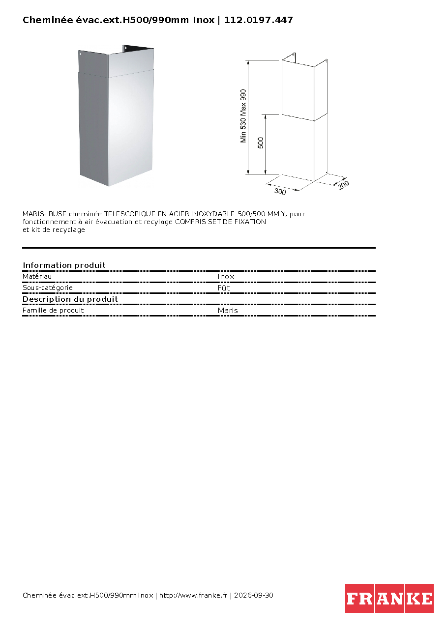 Fiche technique fournisseur