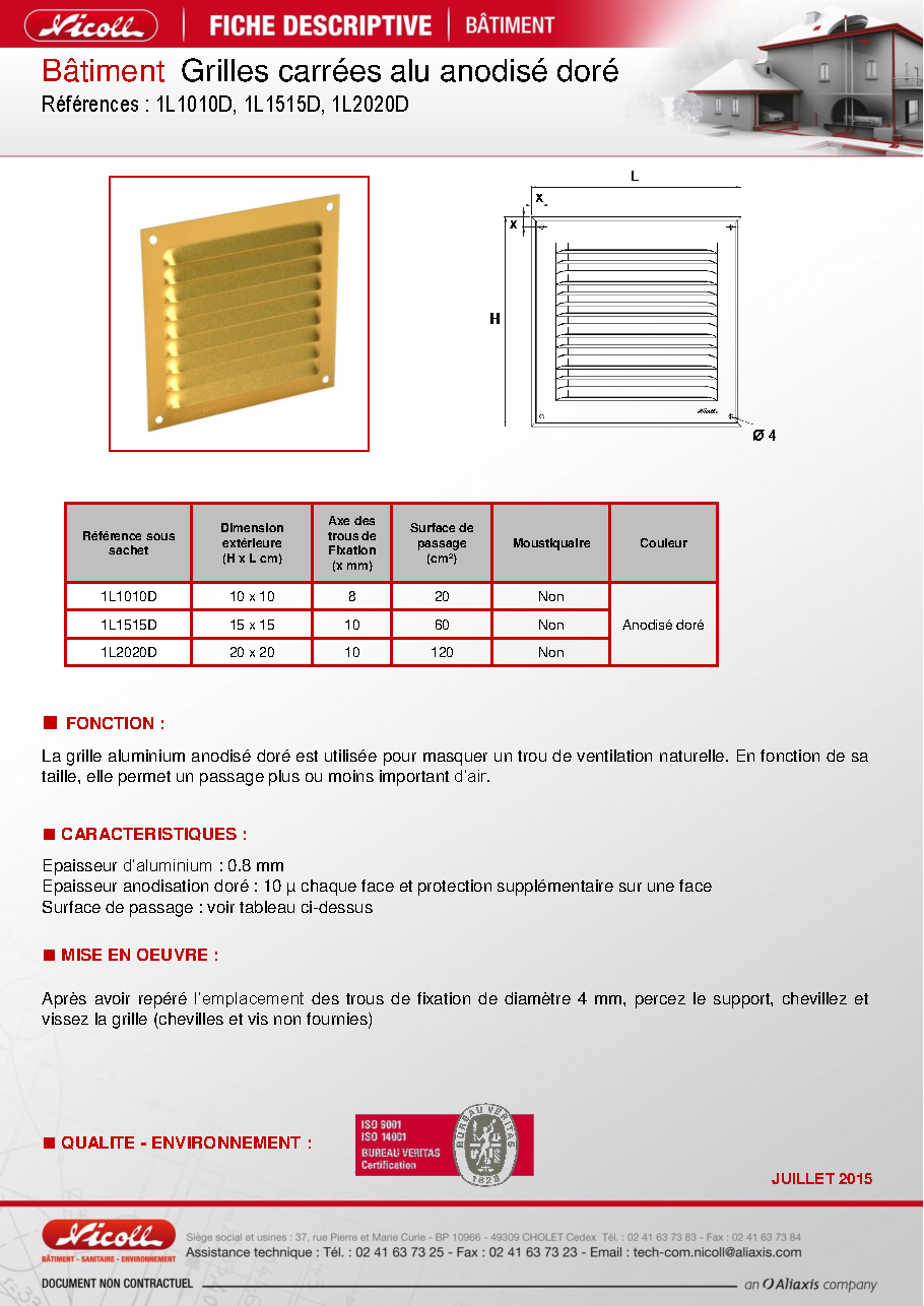 Fiche technique fournisseur