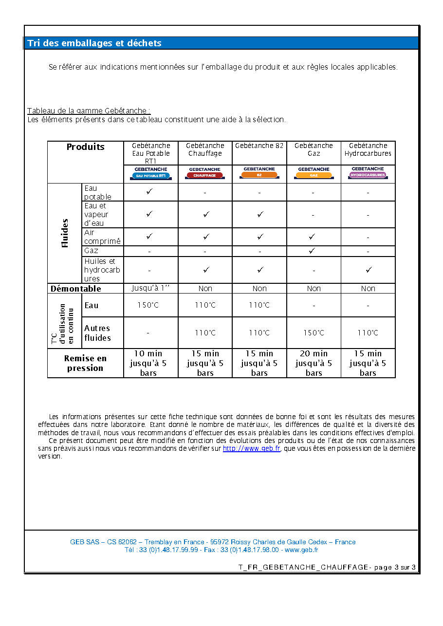Fiche technique fournisseur