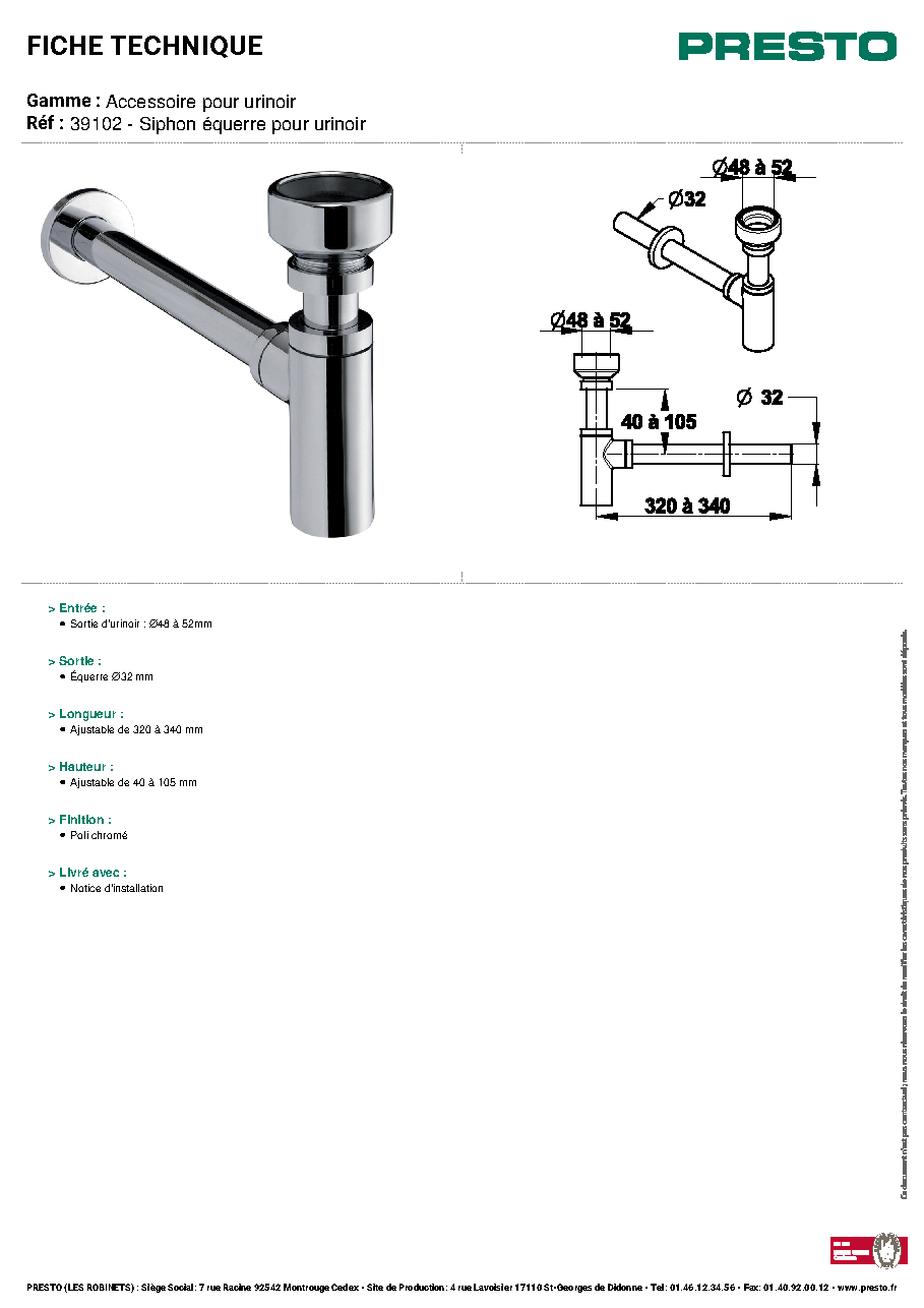 Fiche technique fournisseur