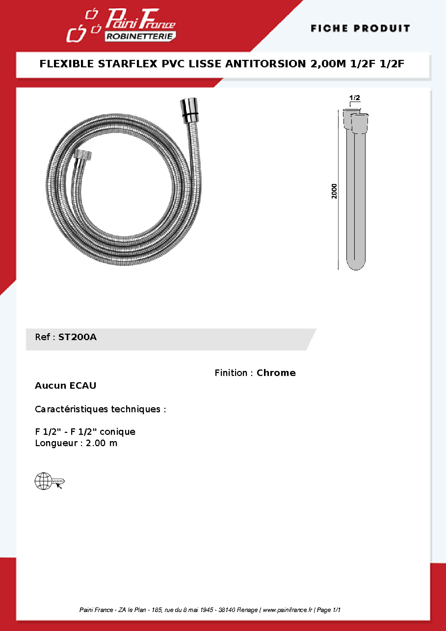 Fiche technique fournisseur