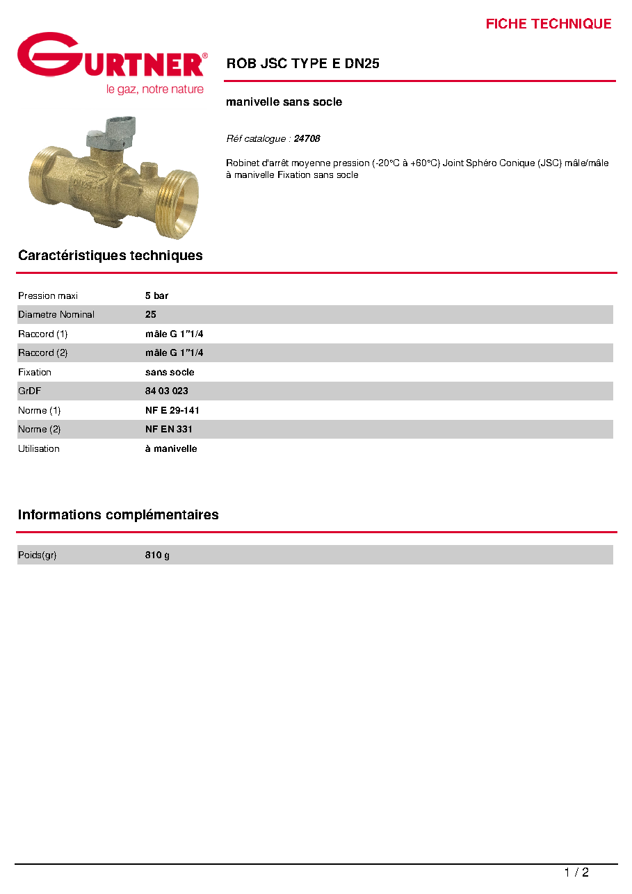 Fiche technique fournisseur