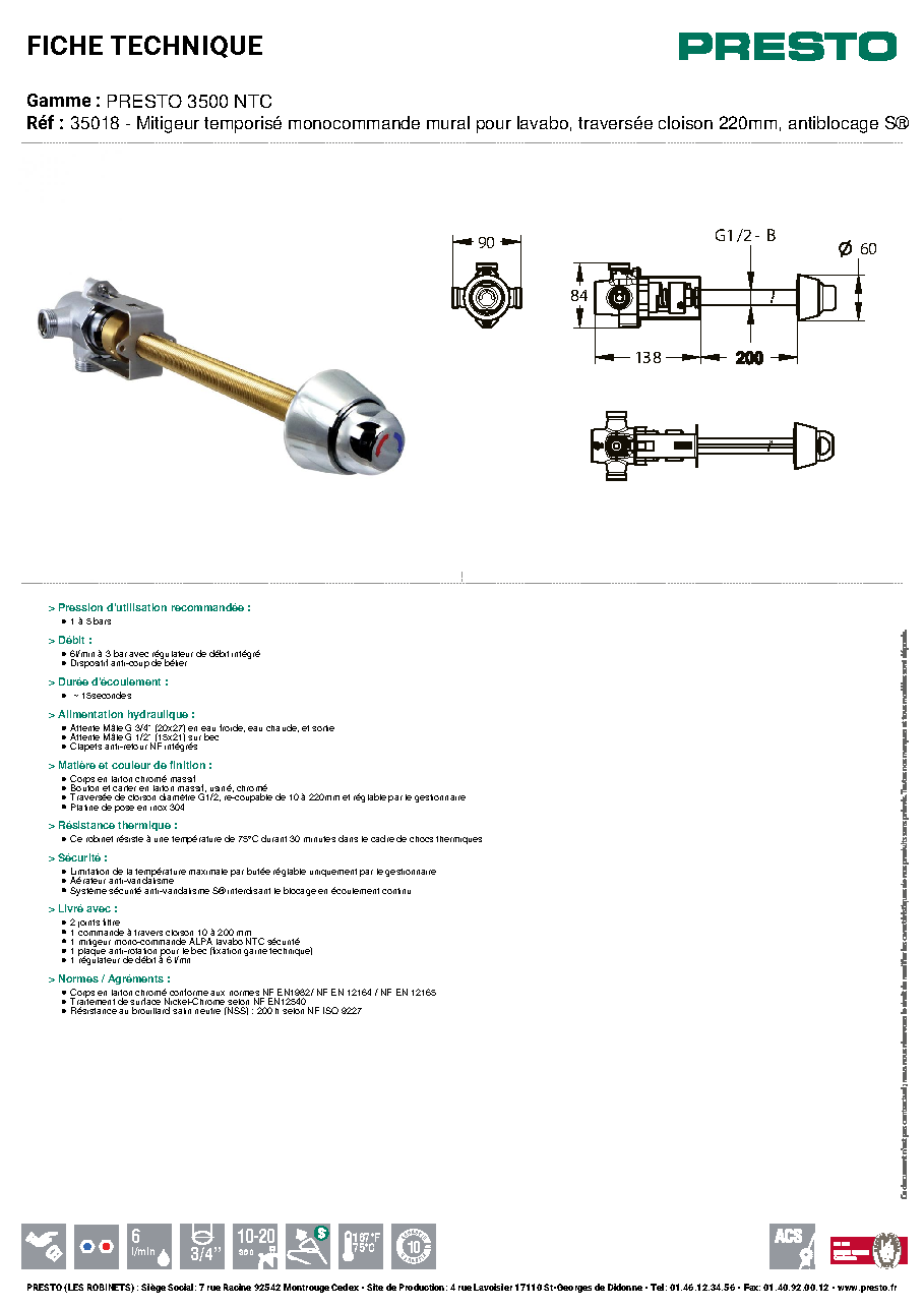 Fiche technique fournisseur