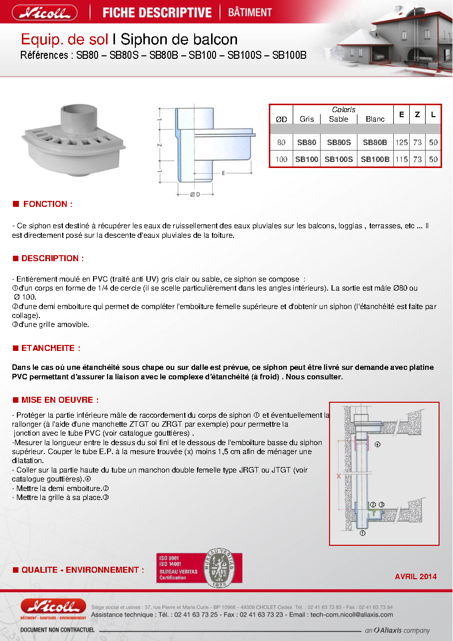 Fiche technique fournisseur