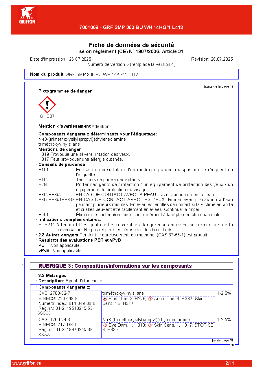 Fiche technique fournisseur