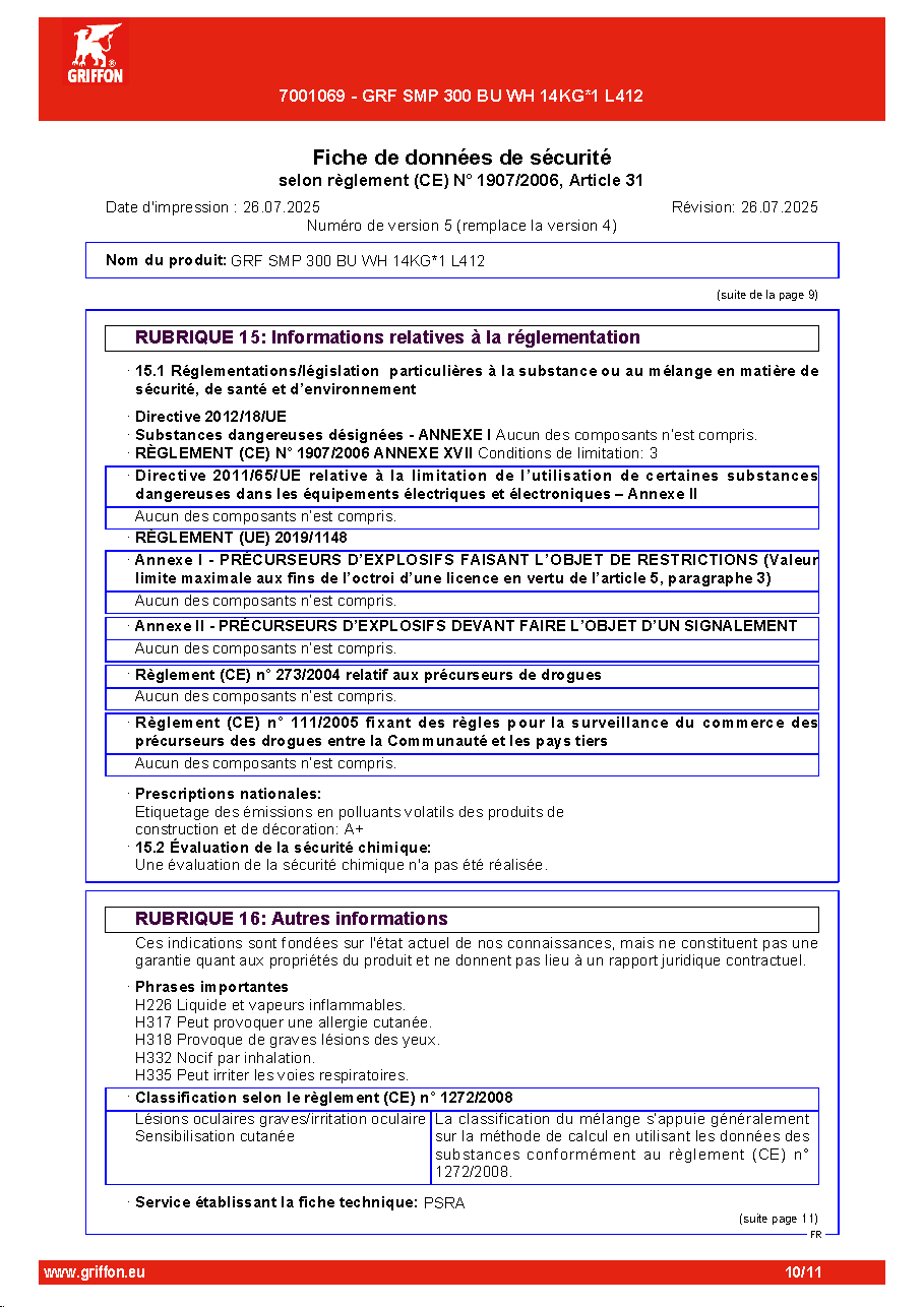 Fiche technique fournisseur