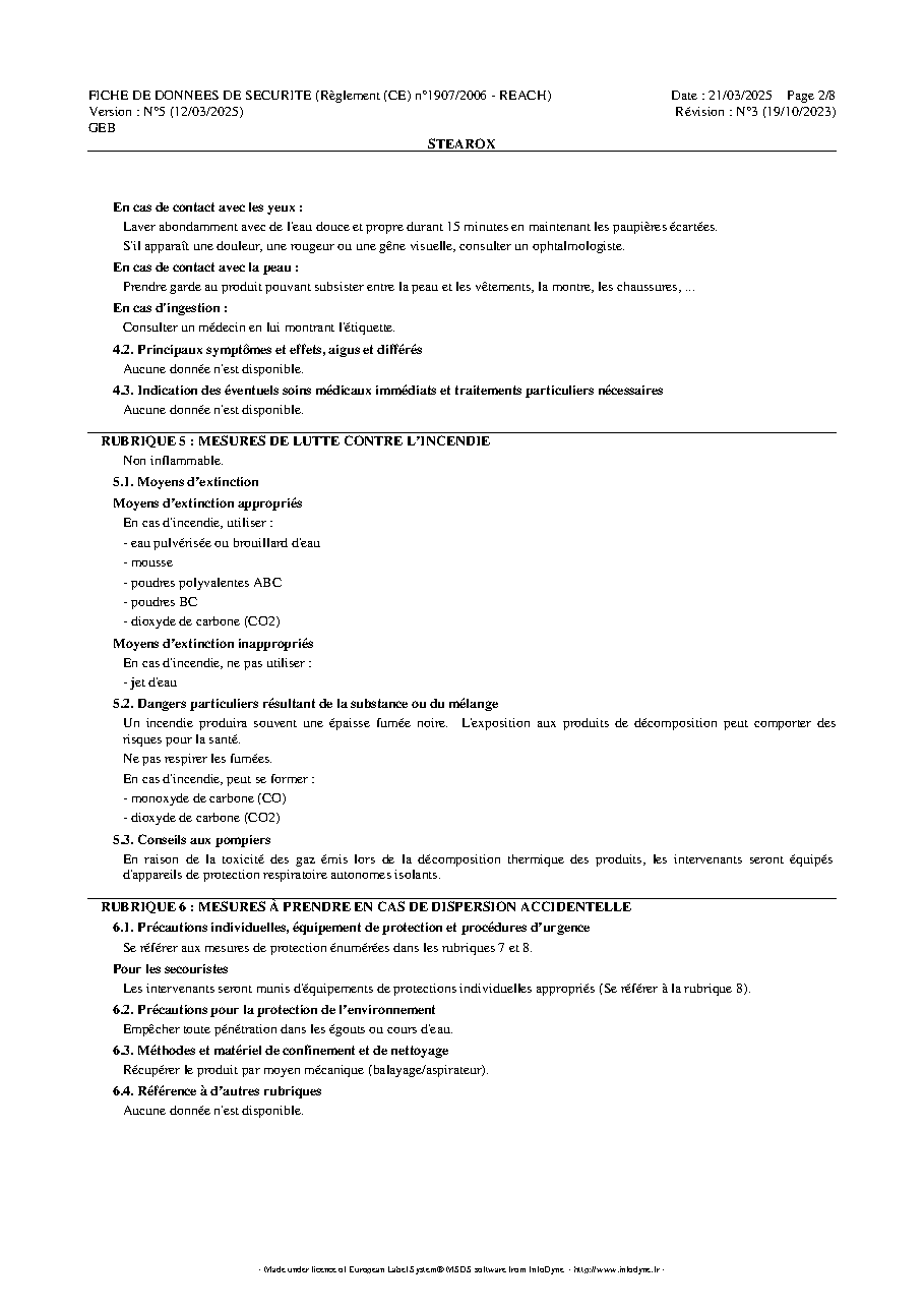 Fiche technique fournisseur