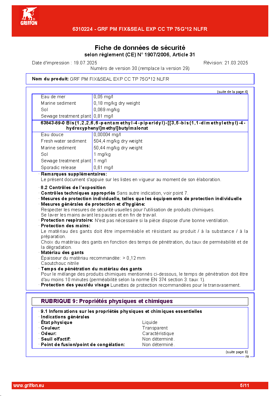 Fiche technique fournisseur