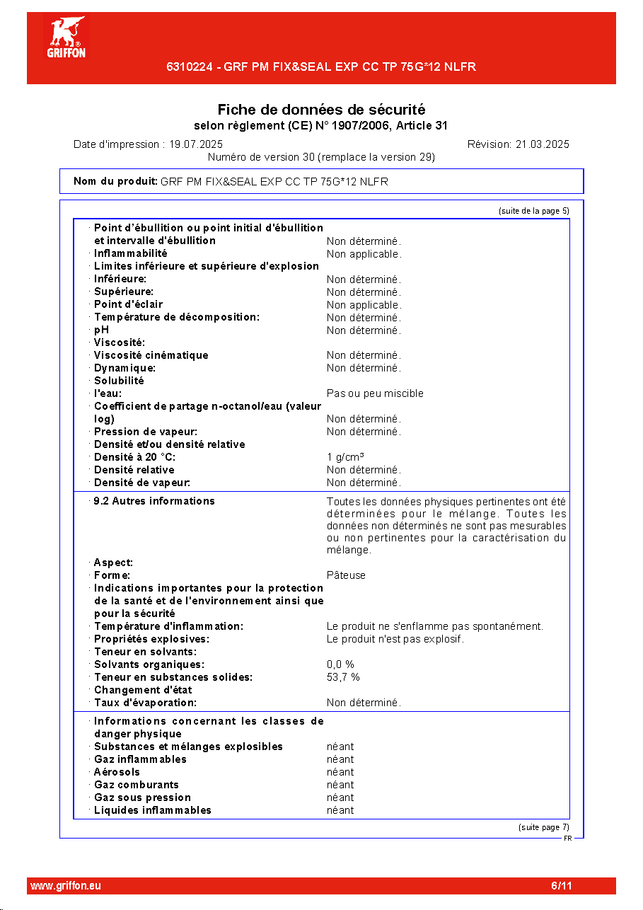 Fiche technique fournisseur