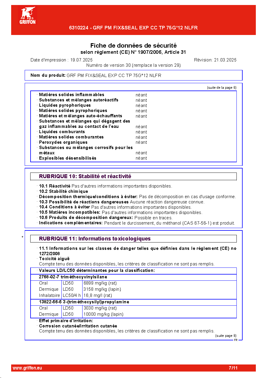 Fiche technique fournisseur