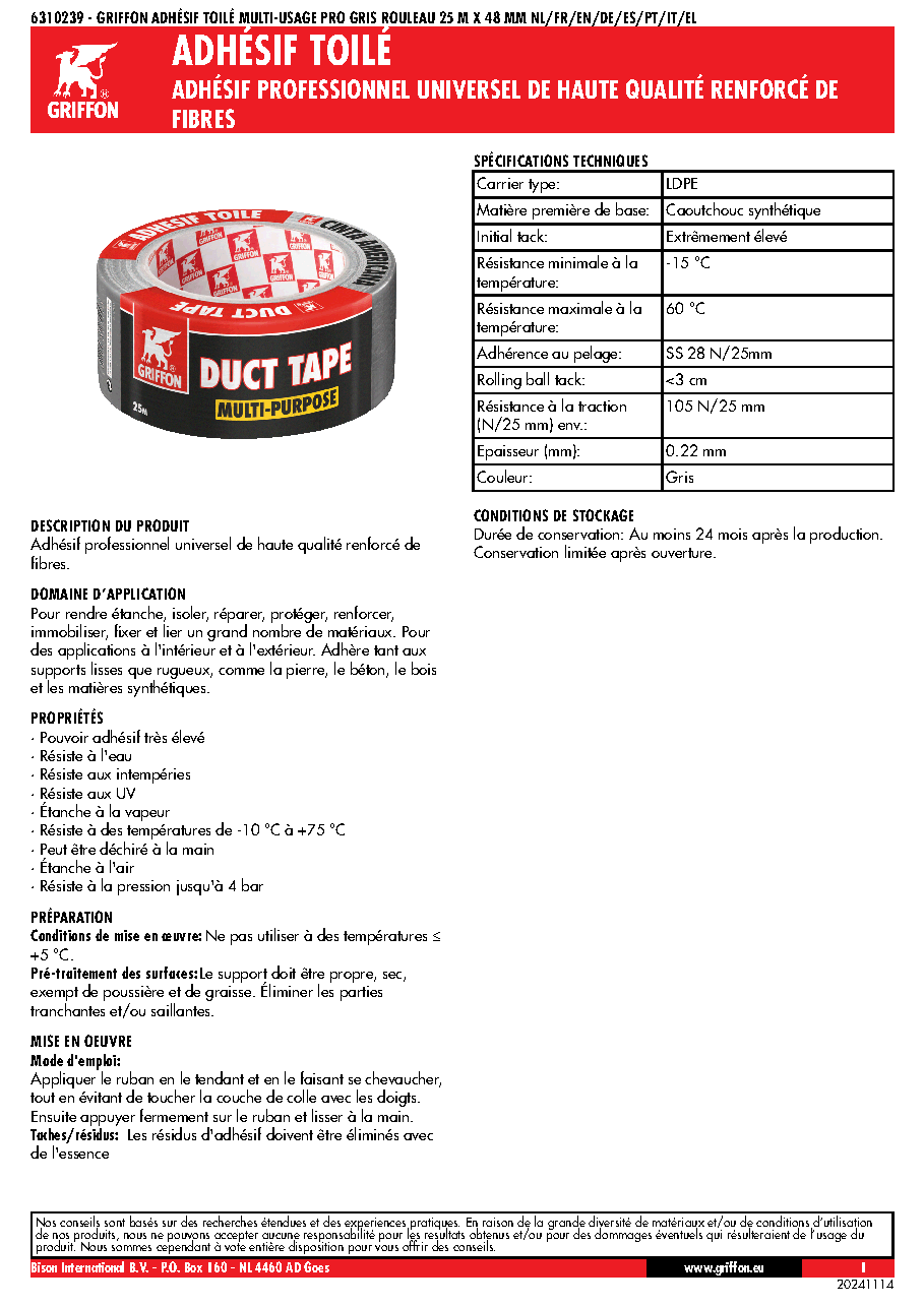 Fiche technique fournisseur