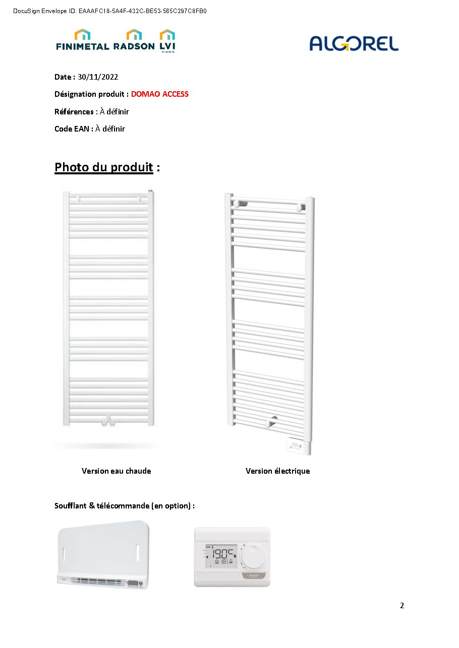 Fiche technique fournisseur