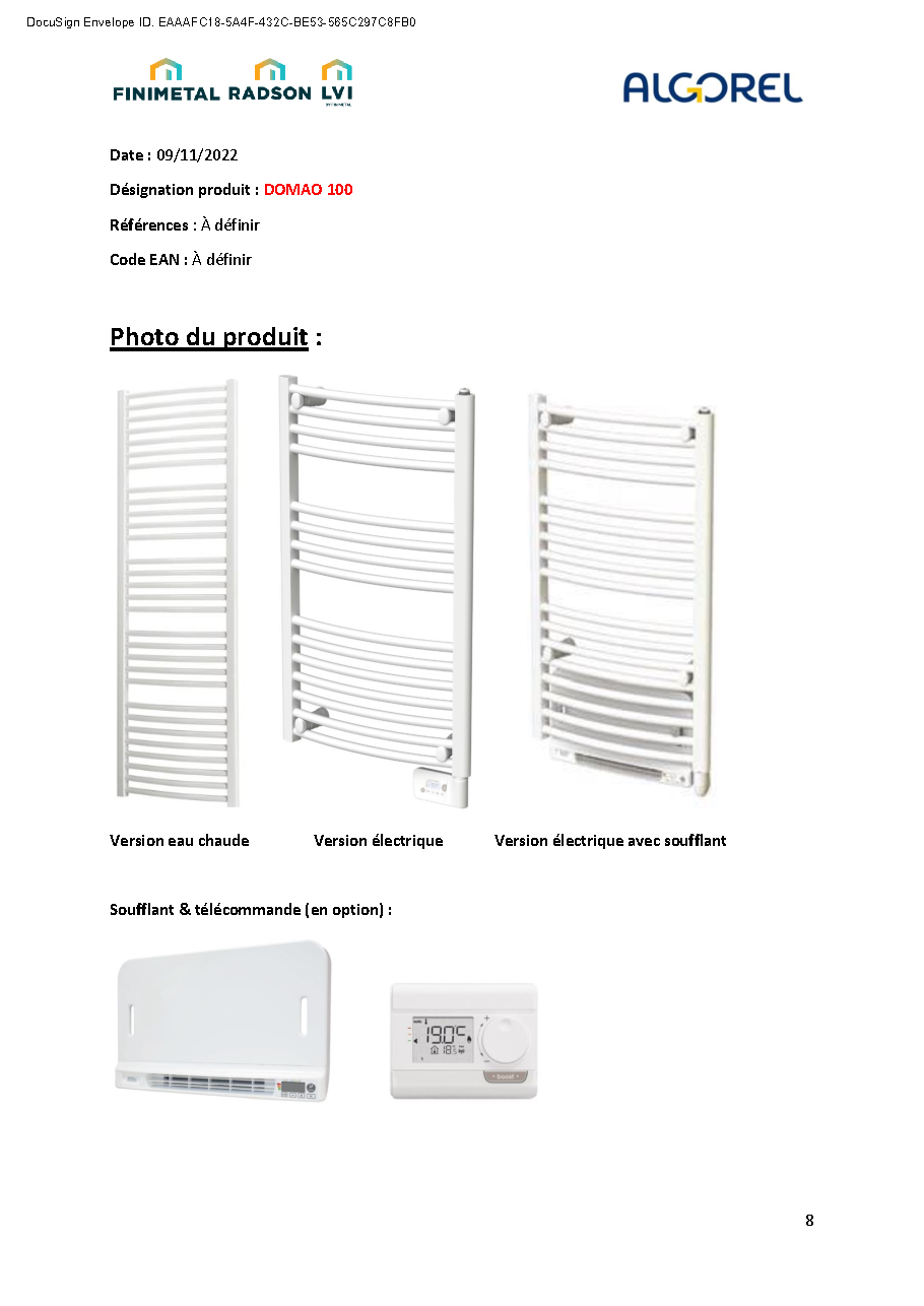 Fiche technique fournisseur