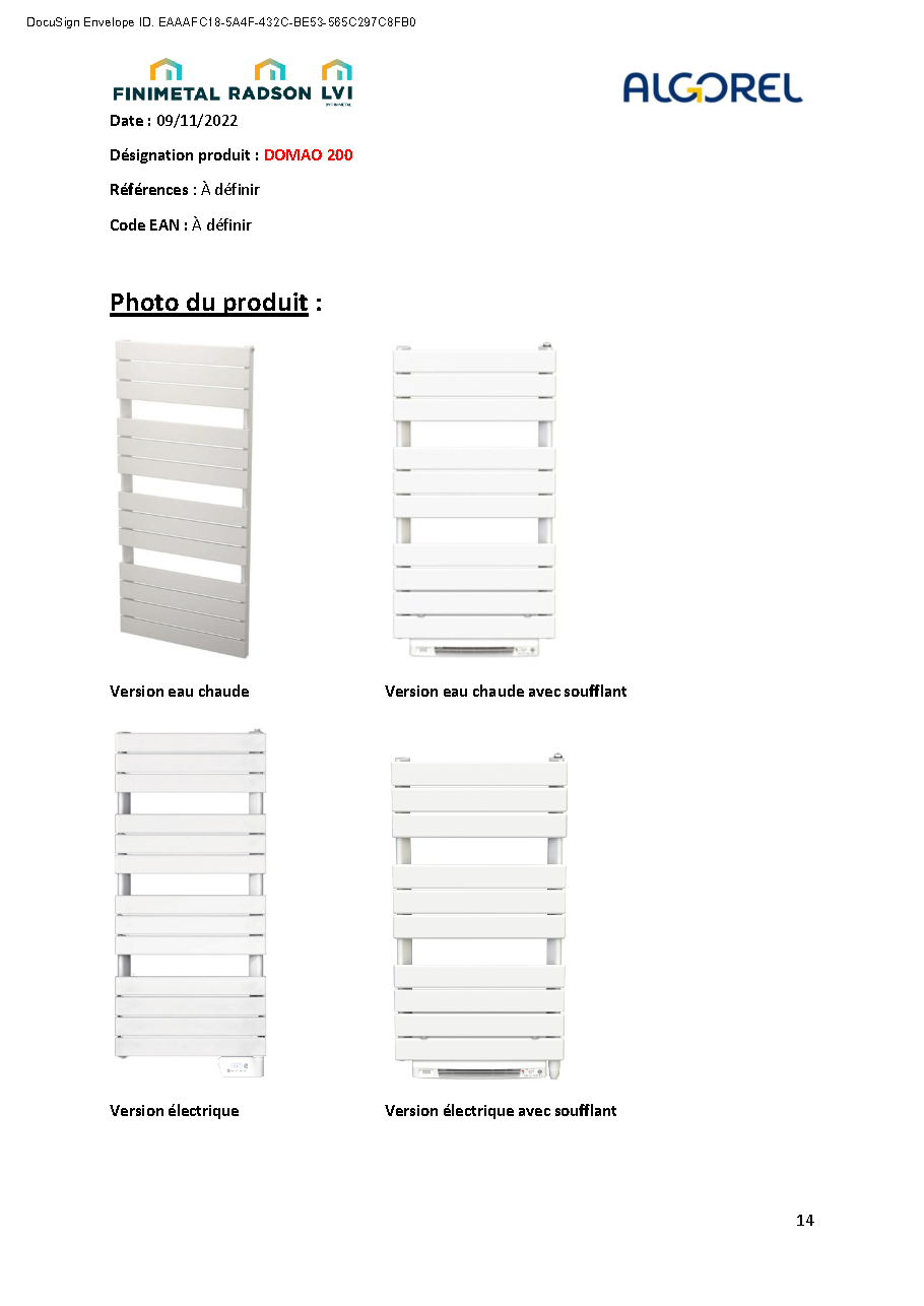 Fiche technique fournisseur