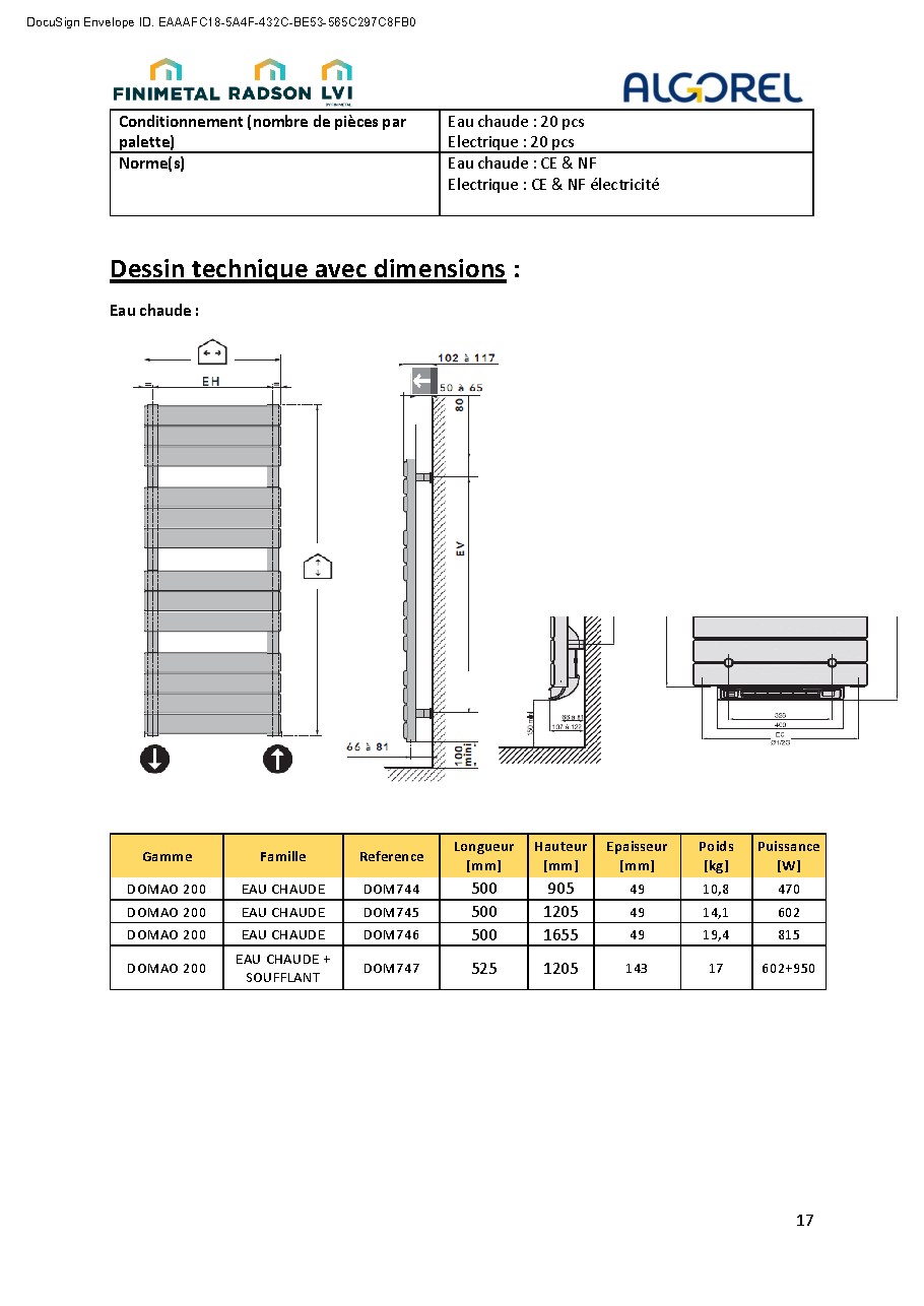Fiche technique fournisseur