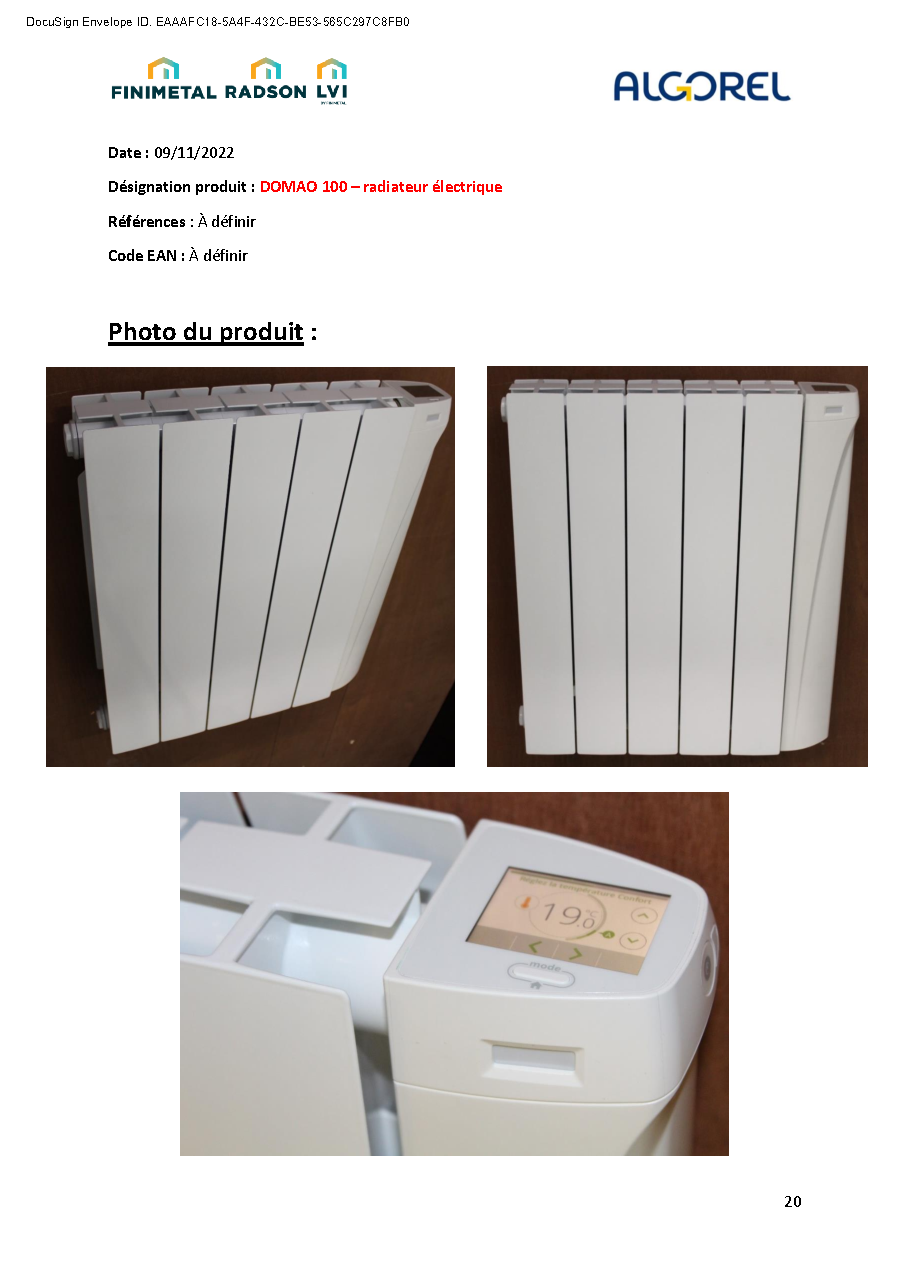 Fiche technique fournisseur