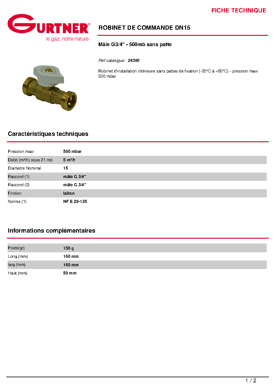 Fiche technique fournisseur