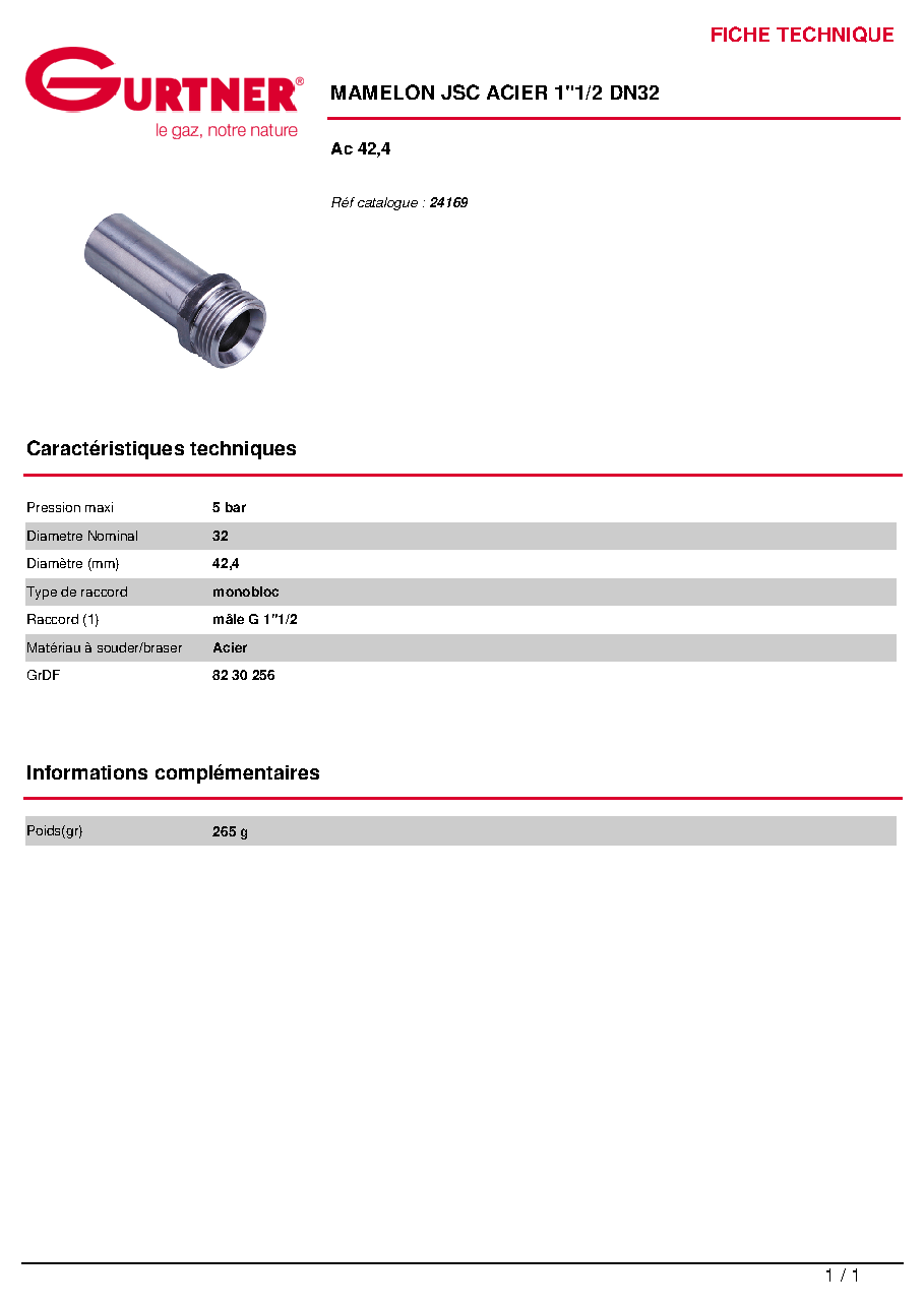 Fiche technique fournisseur