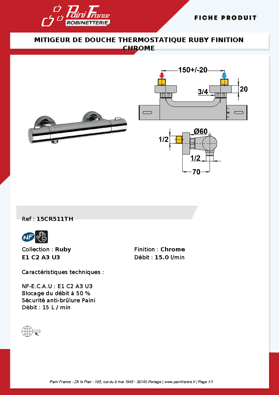 Fiche technique fournisseur