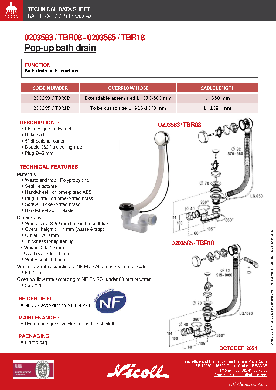 Fiche technique fournisseur