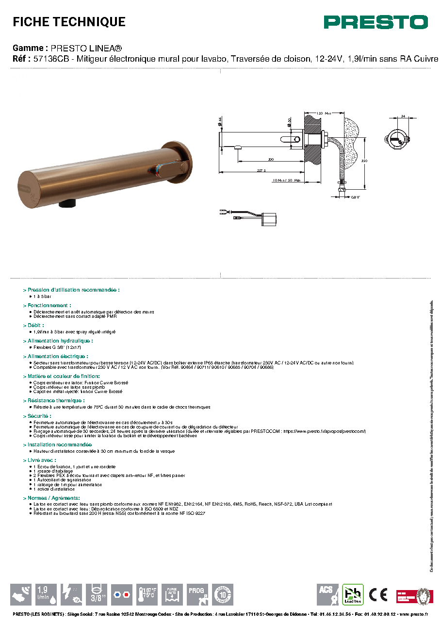 Fiche technique fournisseur