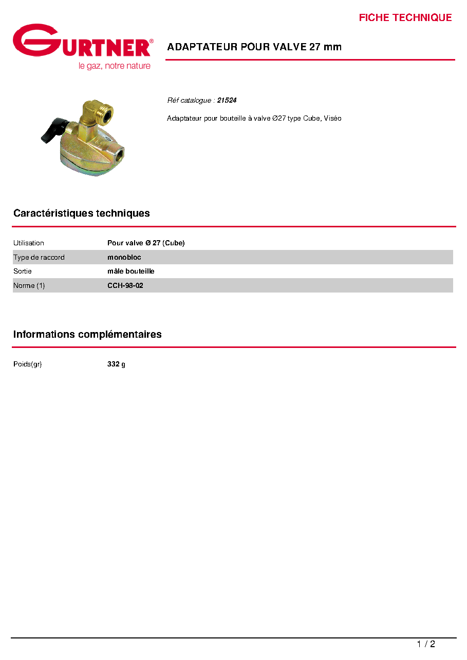 Fiche technique fournisseur