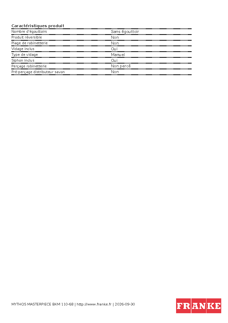 Fiche technique fournisseur
