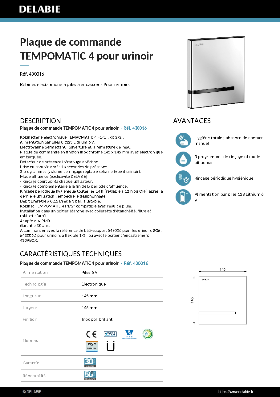 Fiche technique fournisseur