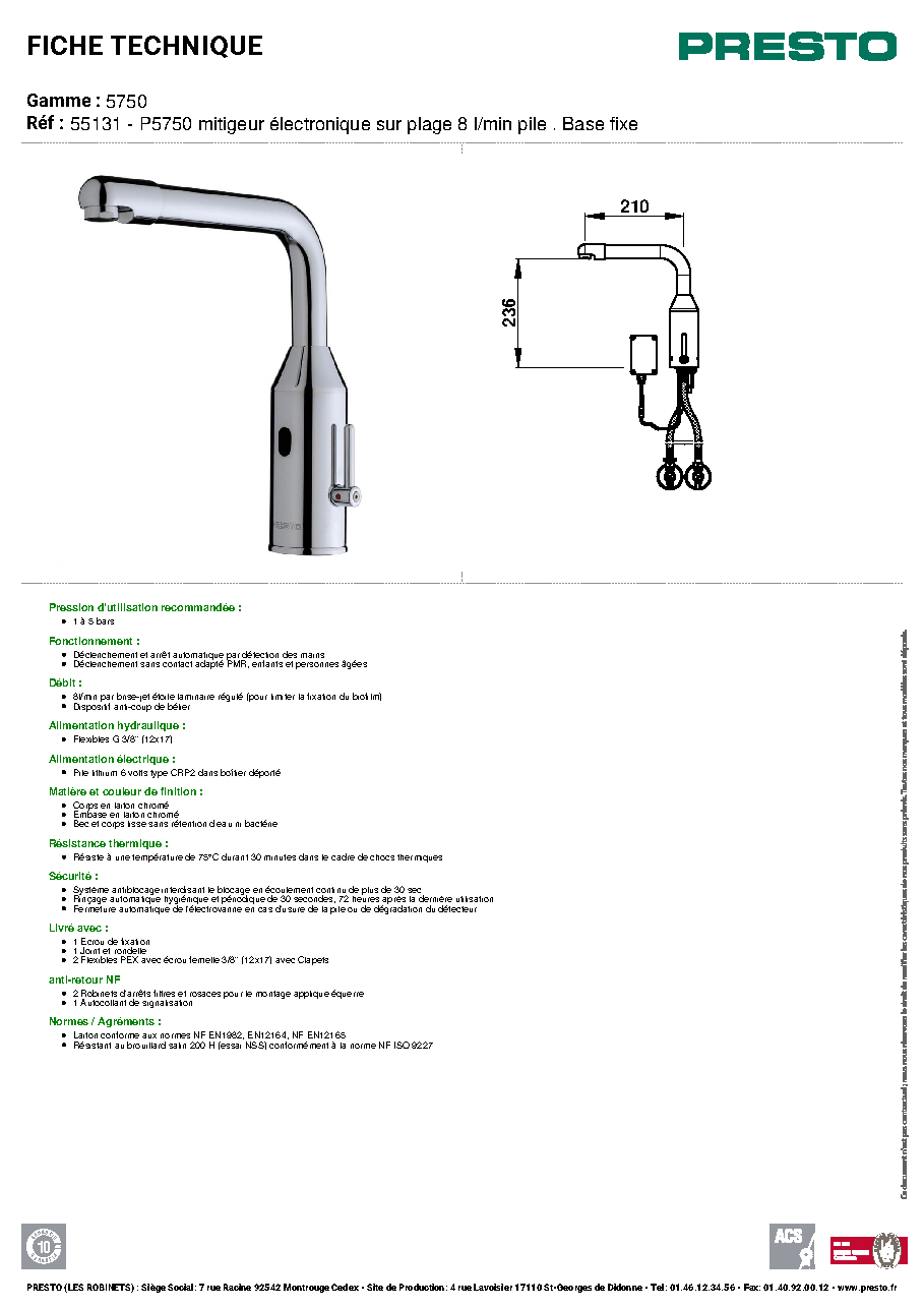 Fiche technique fournisseur