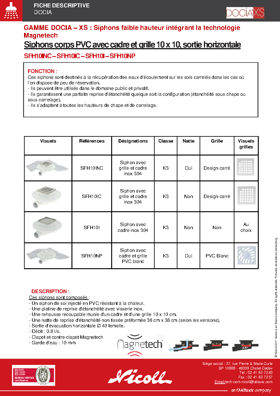 Fiche technique fournisseur