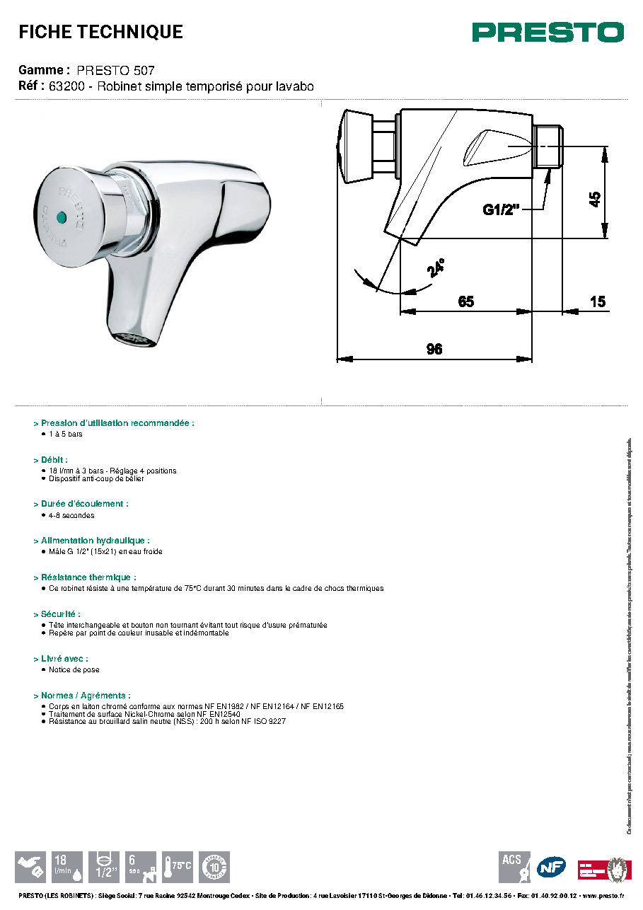 Fiche technique fournisseur