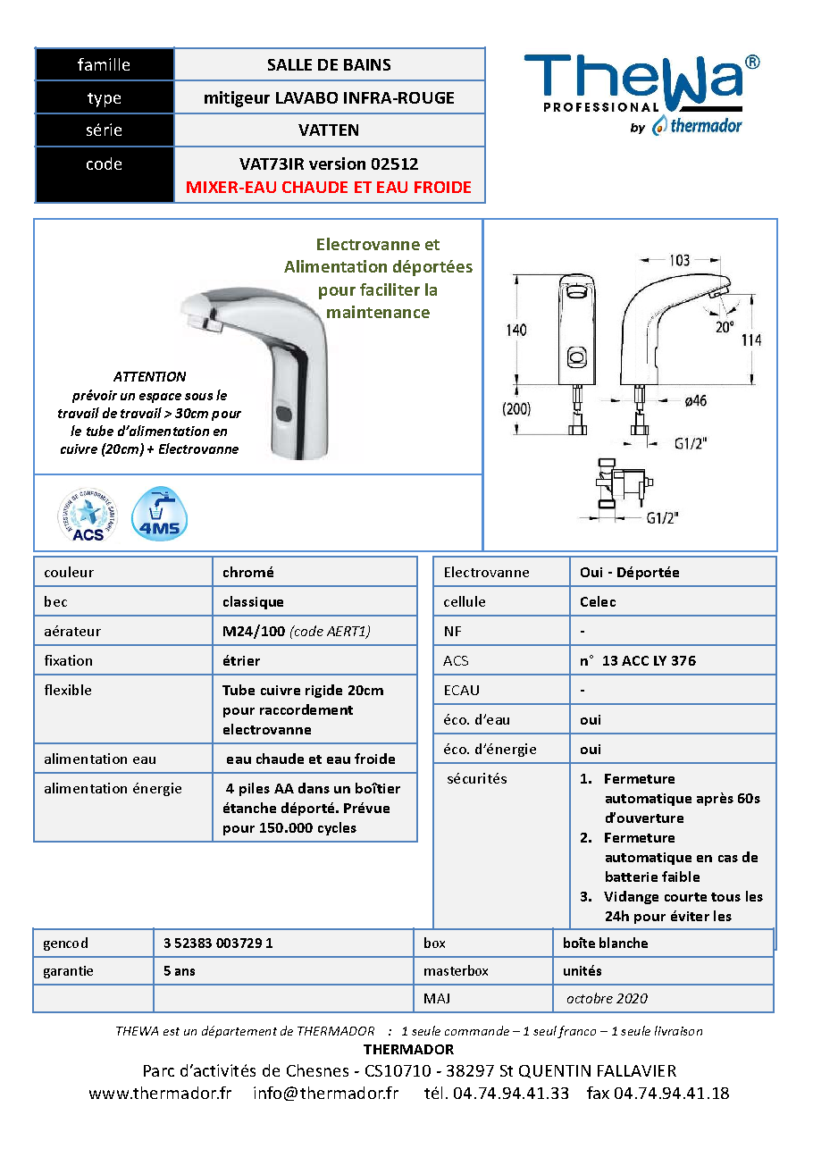 Fiche technique fournisseur