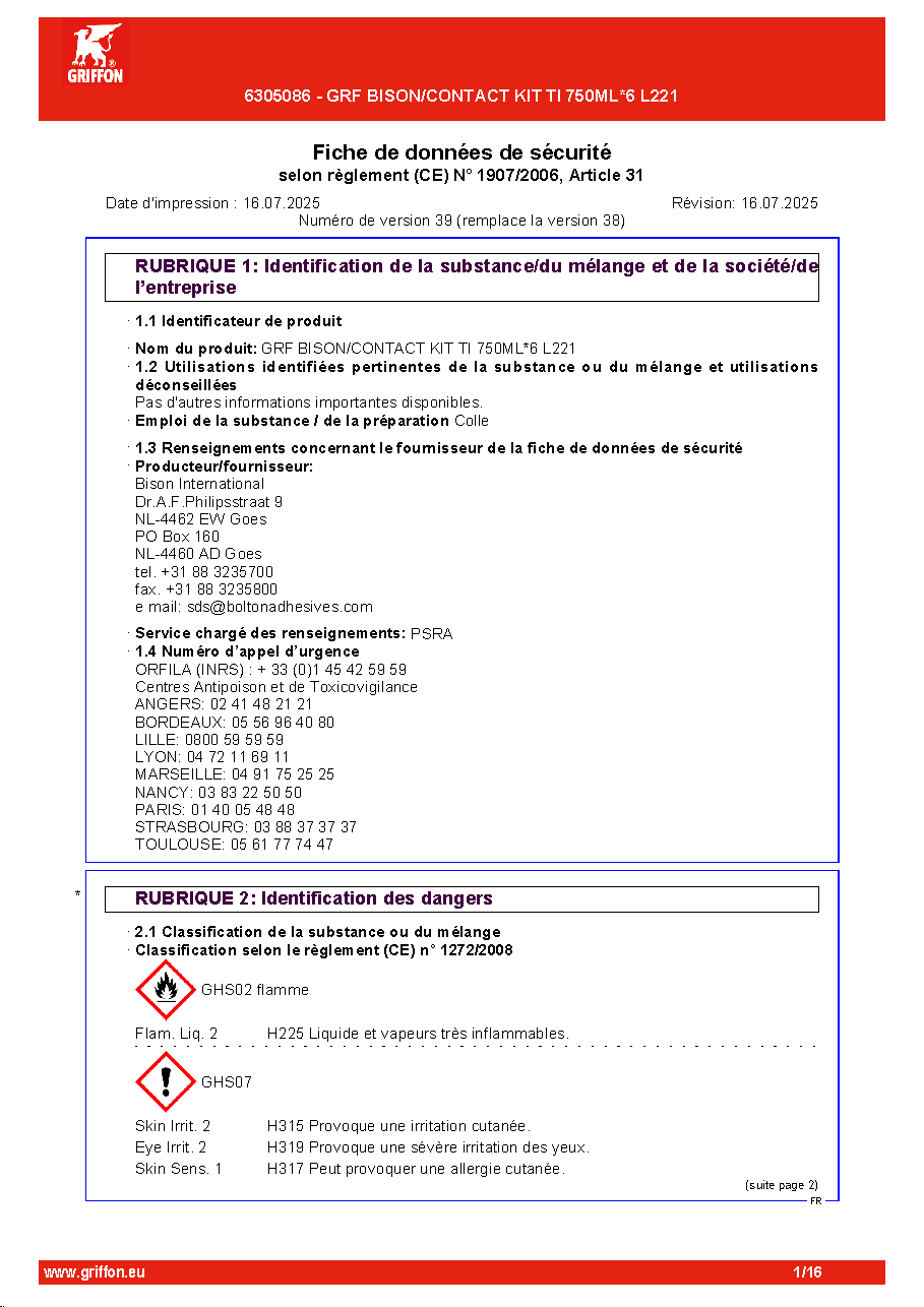 Fiche technique fournisseur