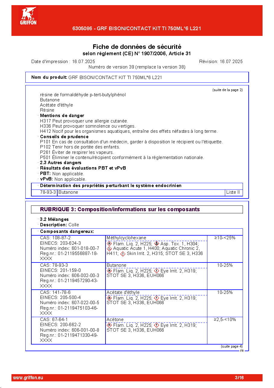 Fiche technique fournisseur