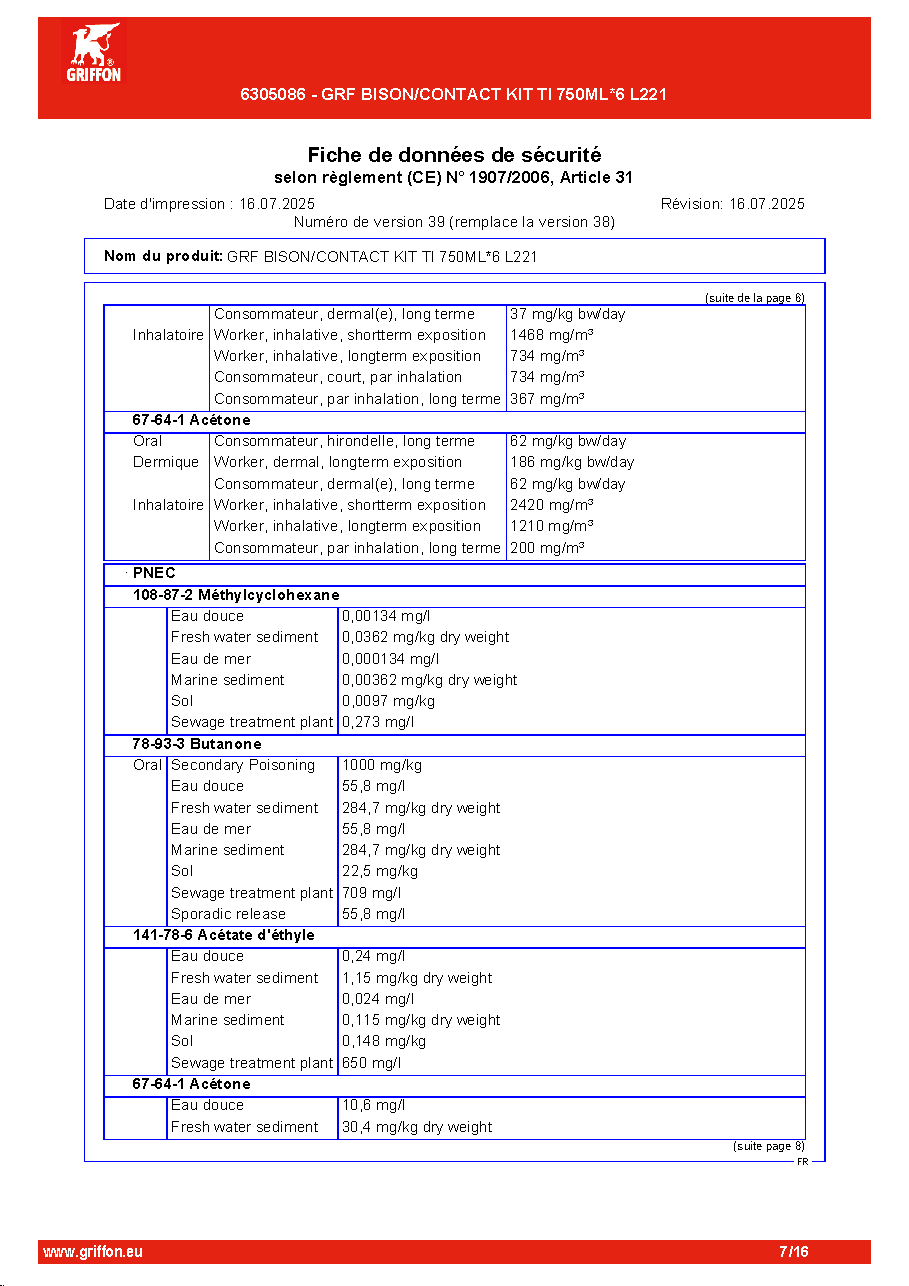 Fiche technique fournisseur