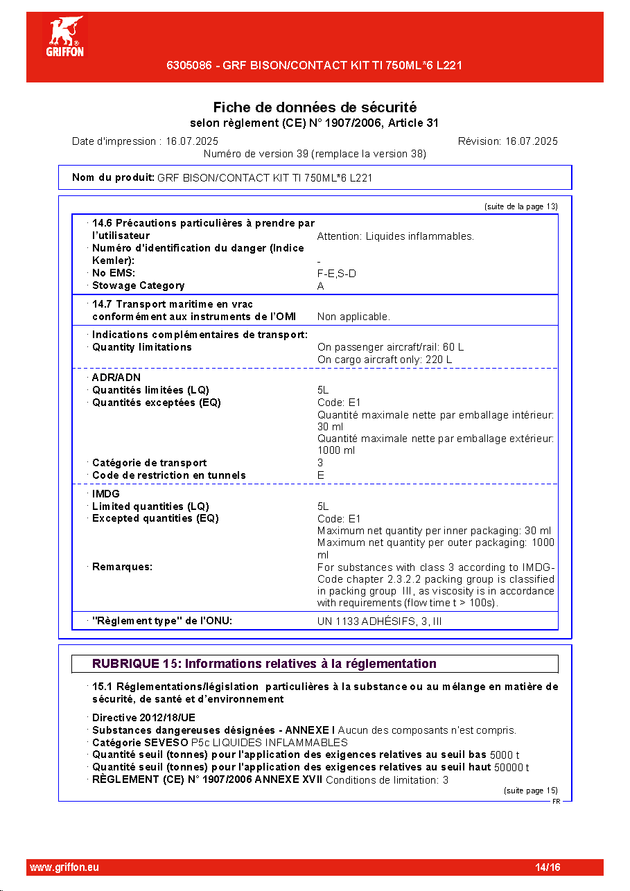 Fiche technique fournisseur