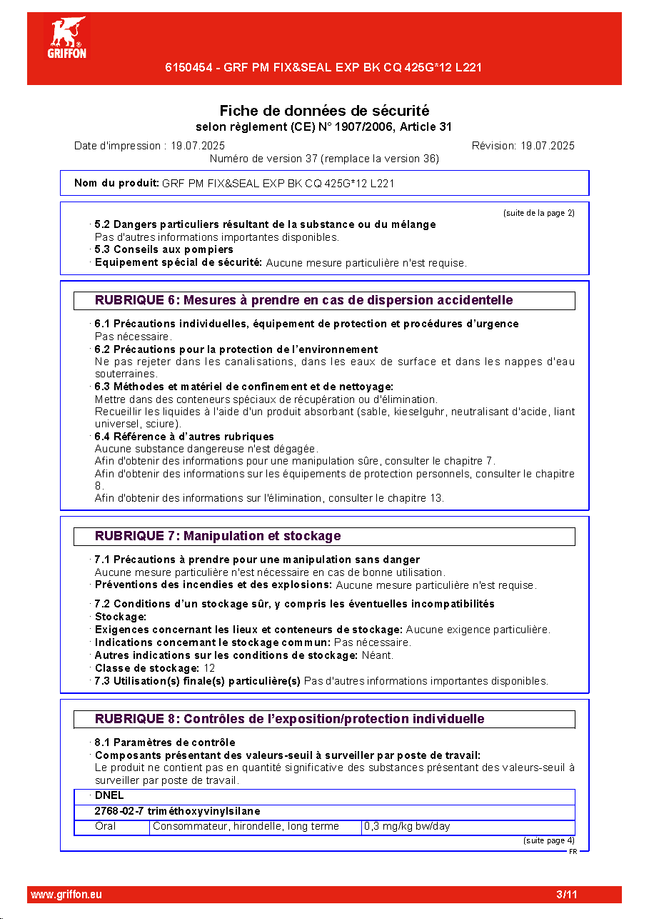 Fiche technique fournisseur