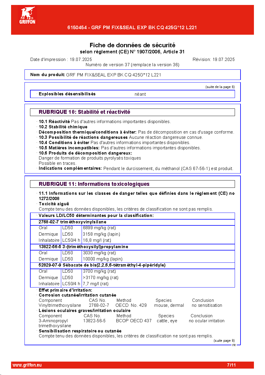 Fiche technique fournisseur