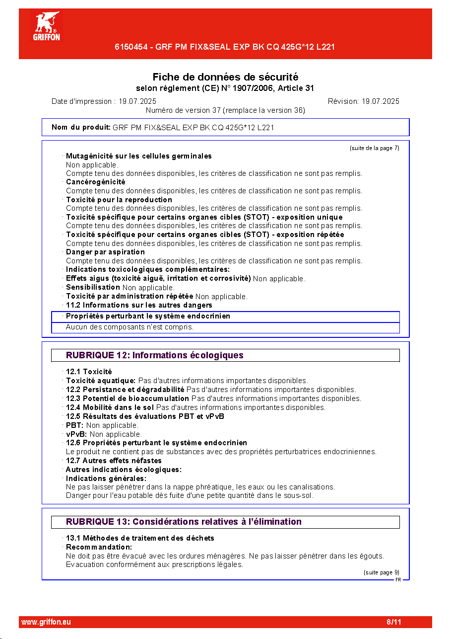 Fiche technique fournisseur