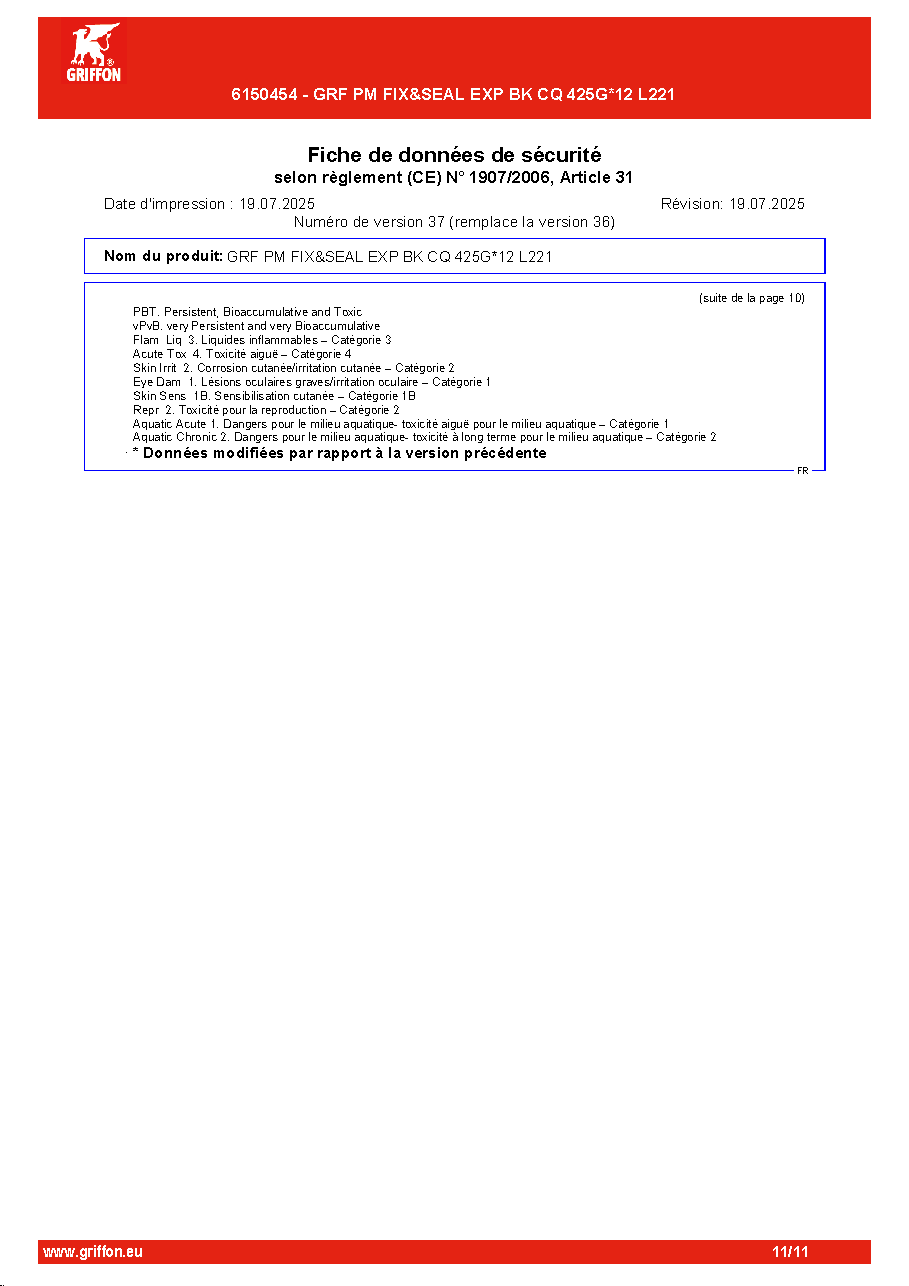 Fiche technique fournisseur