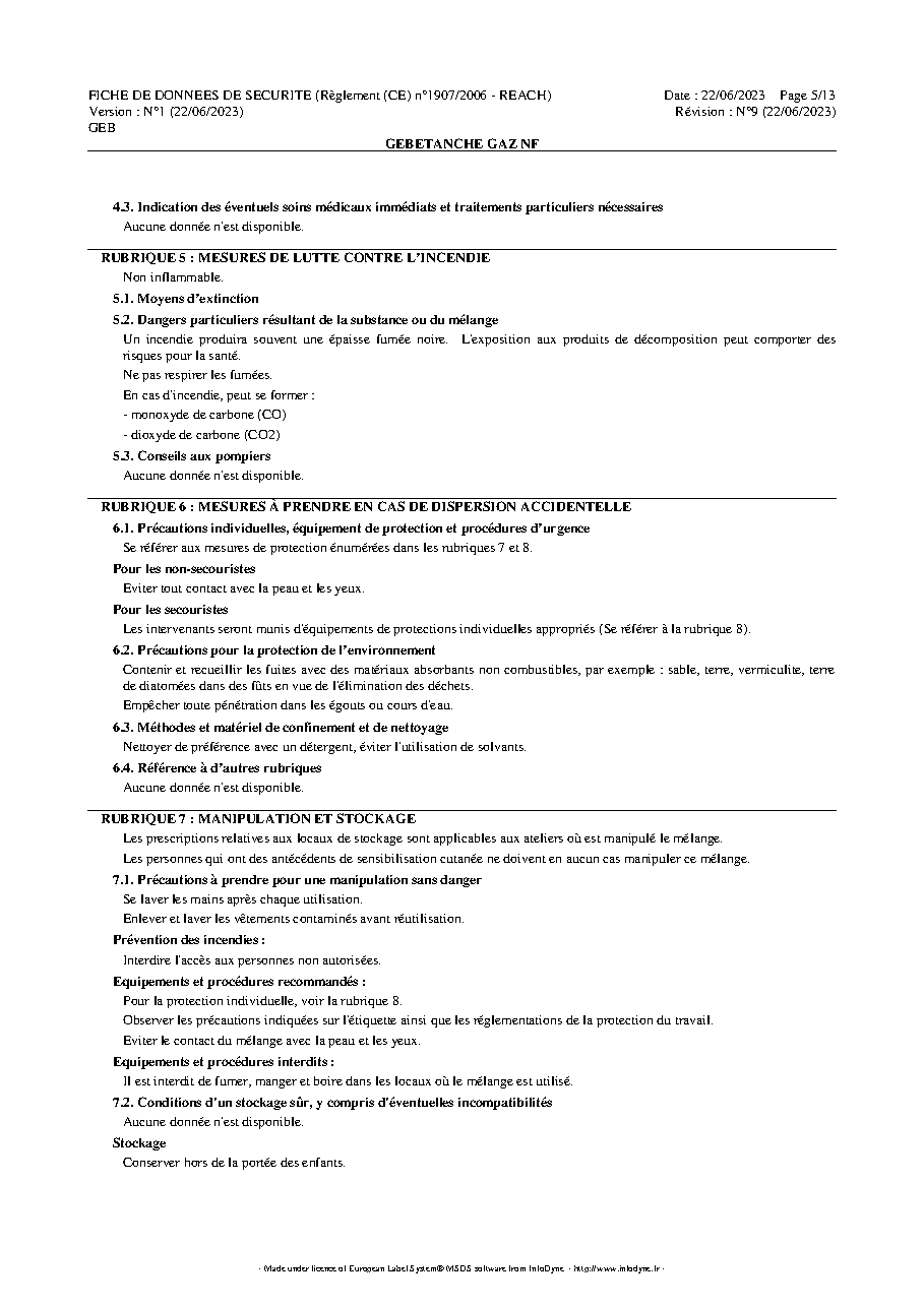 Fiche technique fournisseur